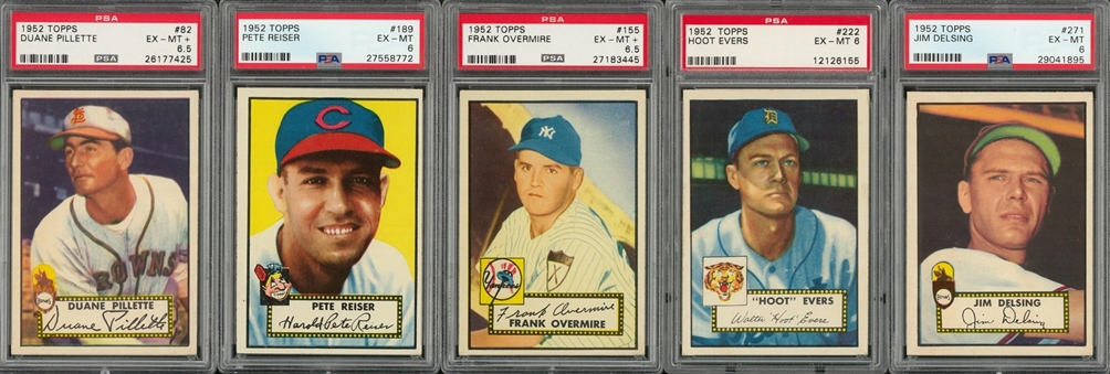 1952 Topps PSA EX-MT 6 and PSA EX-MT+ 6.5 Collection (7 Different)